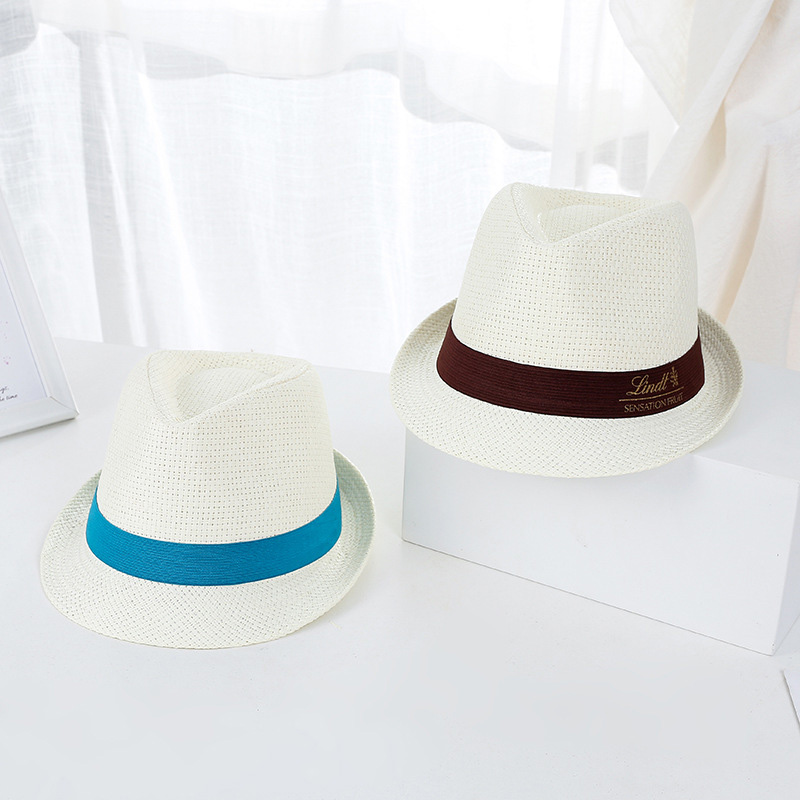 Zlati logotip Trilby Sun Straw Hat za promocijo